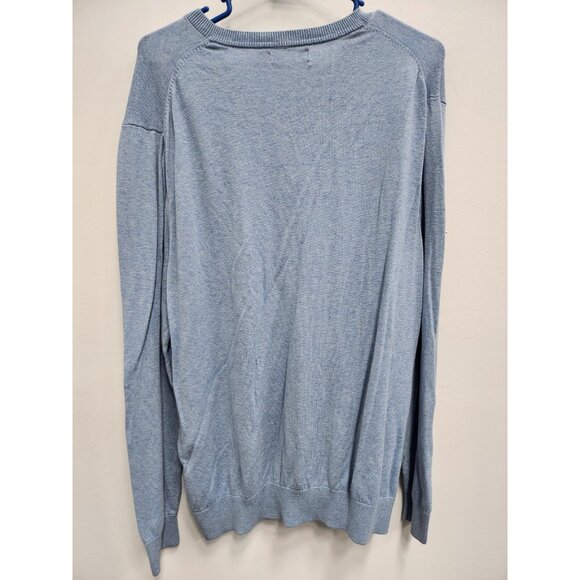 Nautica Luxury Performance Mens Sweater Large Light Blue Pullover V Neck Preppy - Picture 8 of 9